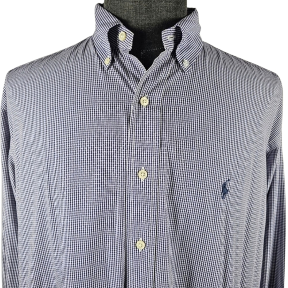 Polo Ralph Lauren Purple Yarmouth Men's Long Sleeve Button Down Pony Size 17
